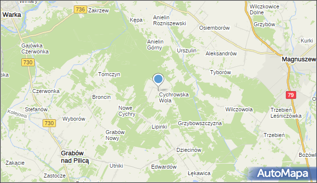 mapa Cychrowska Wola, Cychrowska Wola na mapie Targeo